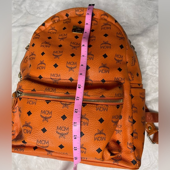 MCM Visetos Side Stud Large Stark Backpack Orange - Picture 8 of 15